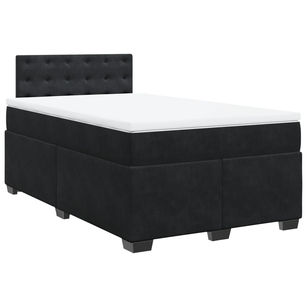 vidaXL Boxspring met matras fluweel zwart 120x190 cm afbeelding