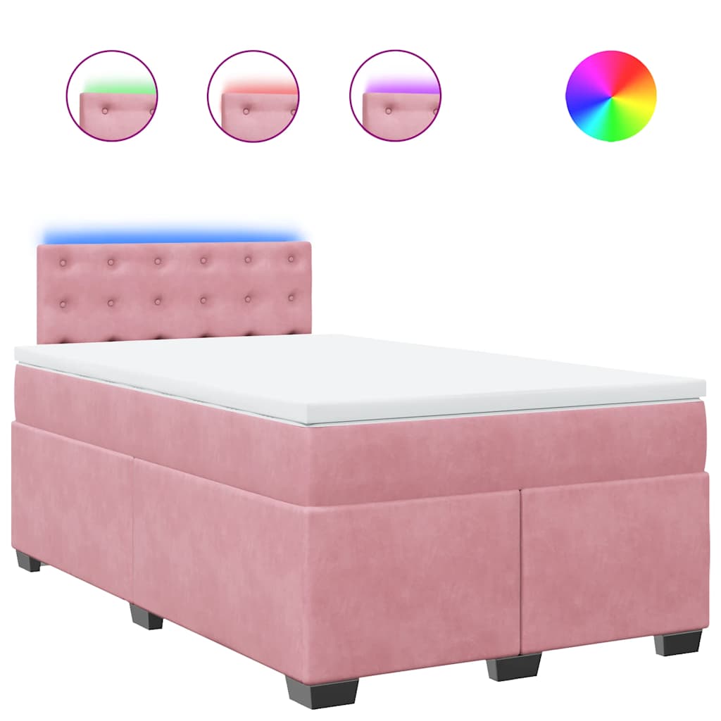 vidaXL Box spring postel s matrací růžová 120x190 cm samet