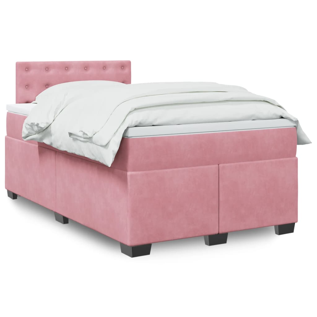 Boxspringbett mit Matratze Rosa 120×190 cm Samt