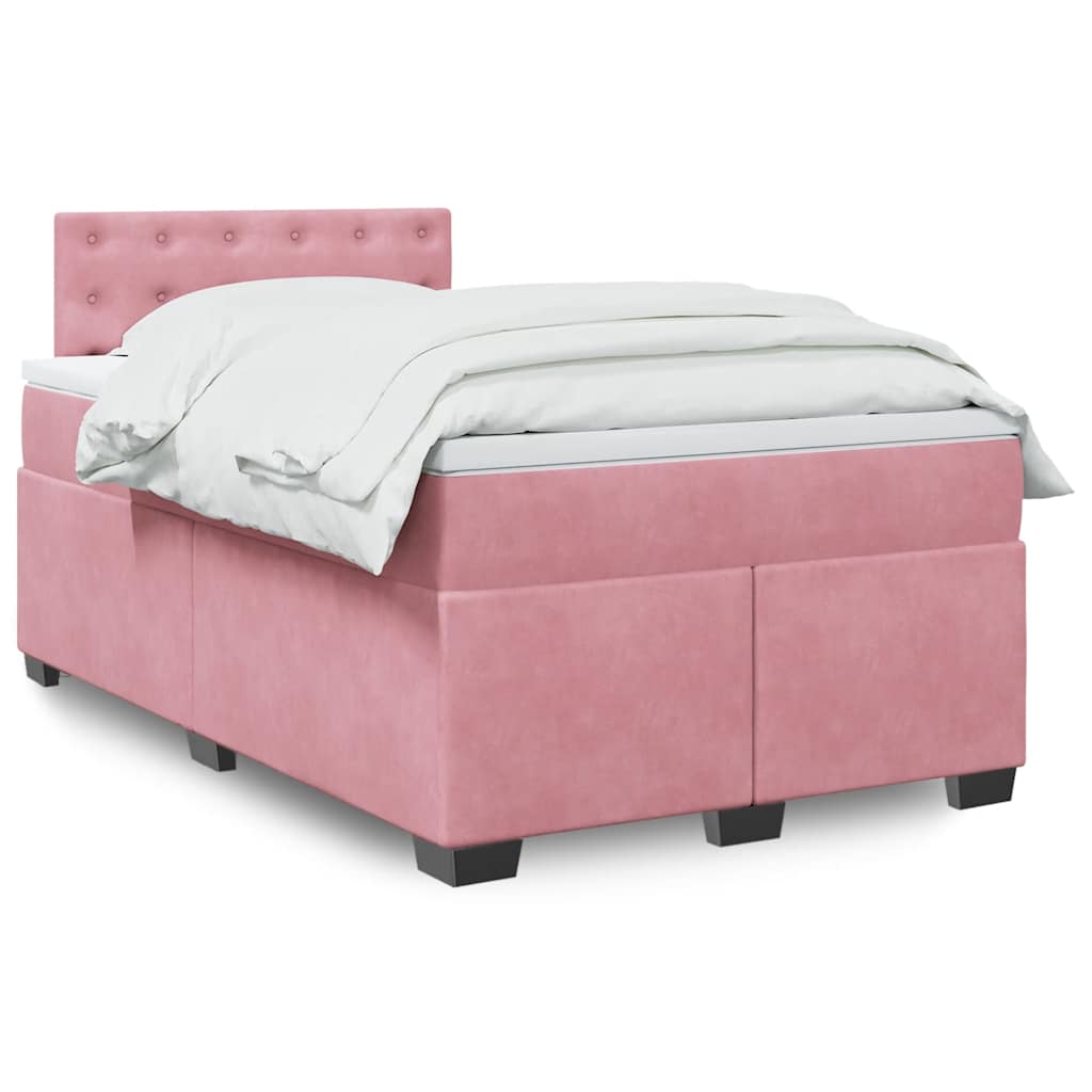vidaXL Pat box spring cu saltea, negru, 120x190 cm, catifea