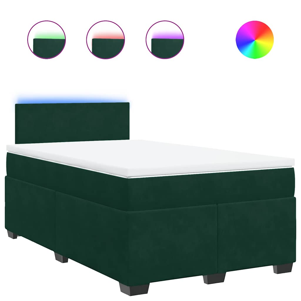 vidaXL Boxspring met matras fluweel donkergroen 120x200 cm groen, foto 3