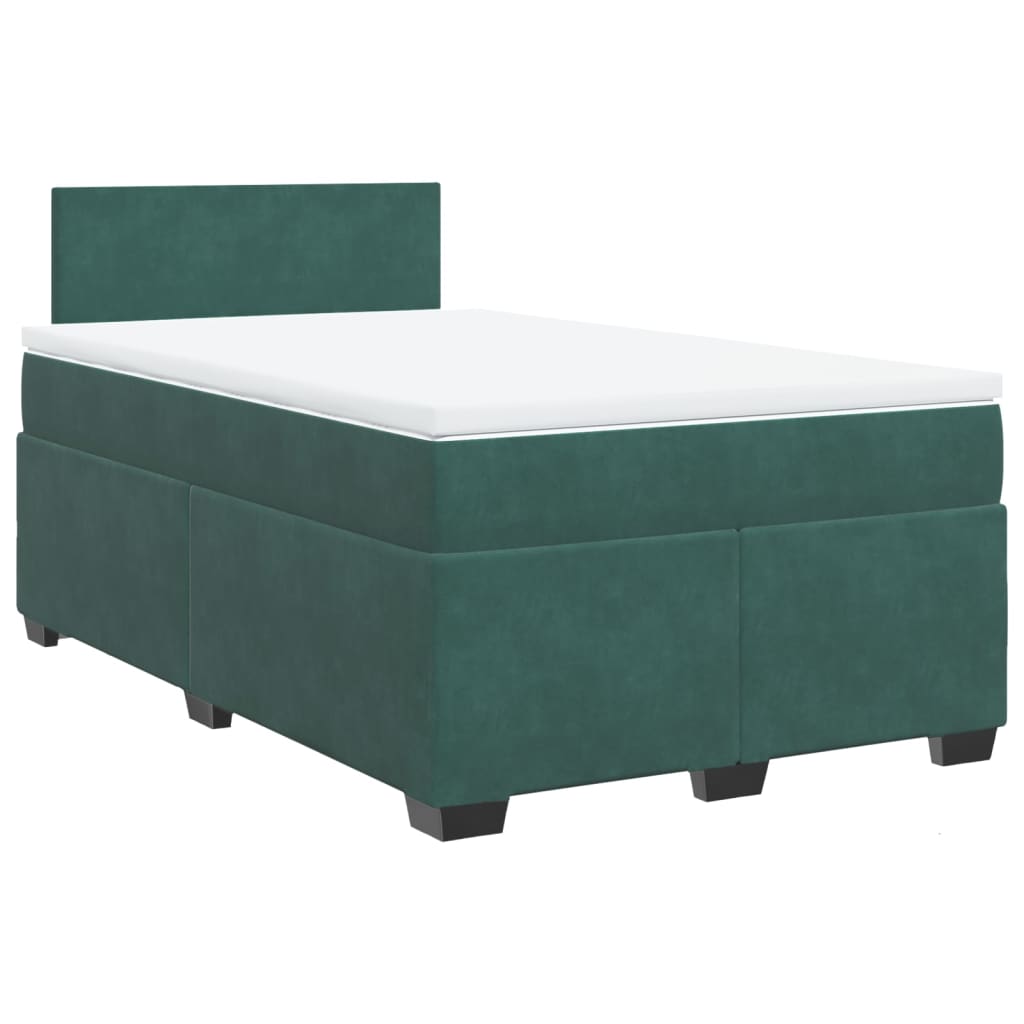 vidaXL Boxspring met matras fluweel donkergroen 120x200 cm afbeelding