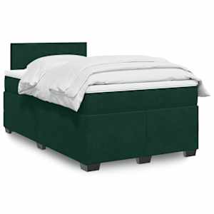 Box spring postel s matrací tmavě zelená 120 x 200 cm samet - obrázek 1