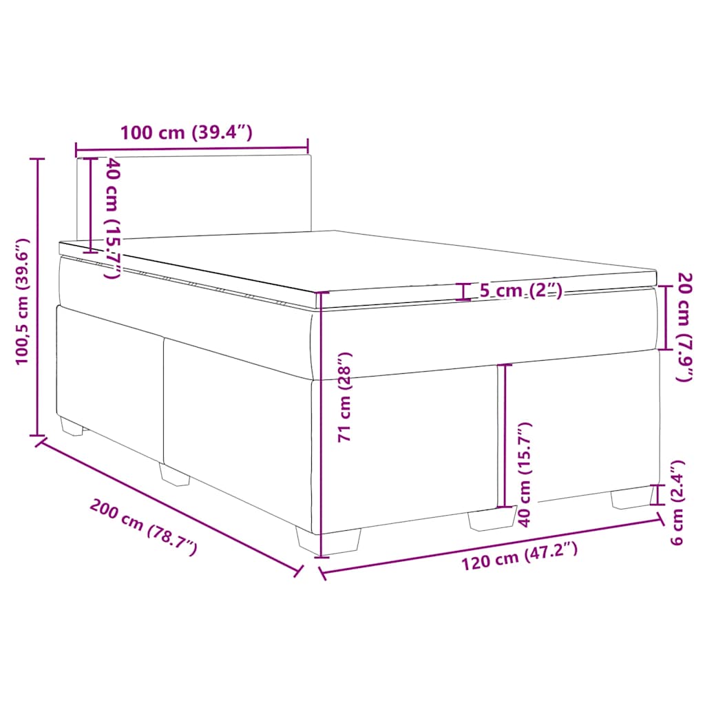 Box spring postel s matrací modrá 120 x 200 cm samet - obrázek 18