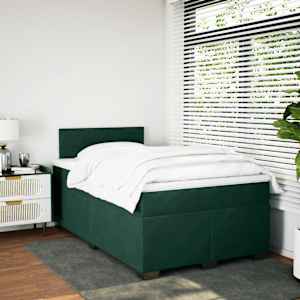 Box spring postel s matrací tmavě zelená 120 x 200 cm samet - obrázek 4
