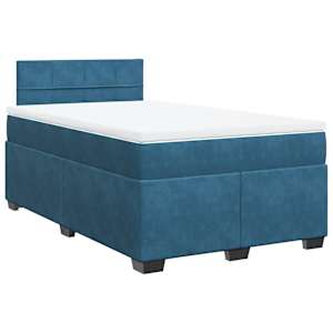 vidaXL Cama boxspring com colchão 120x200 cm veludo azul