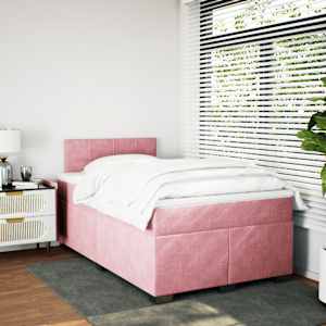 Box spring postel s matrací růžová 120 x 200 cm samet - obrázek 4