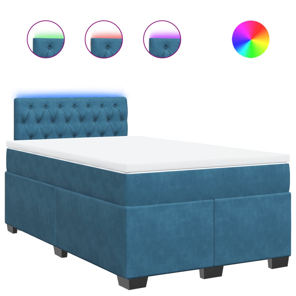 Thumbnail - vidaXL Boxspringbett mit Matratze Blau 120x200 cm Samt