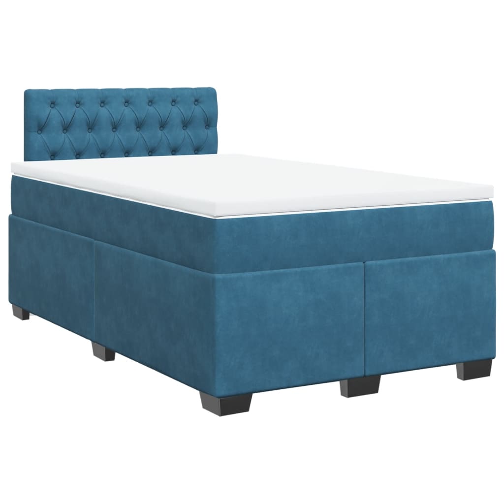 Thumbnail - vidaXL Boxspringbett mit Matratze Blau 120x200 cm Samt