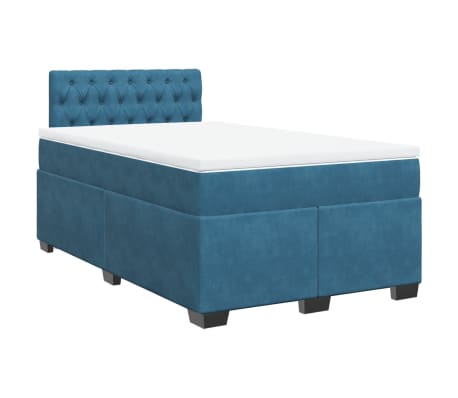 vidaXL Cama box spring con colch&oacute;n terciopelo azul 120x200 cm