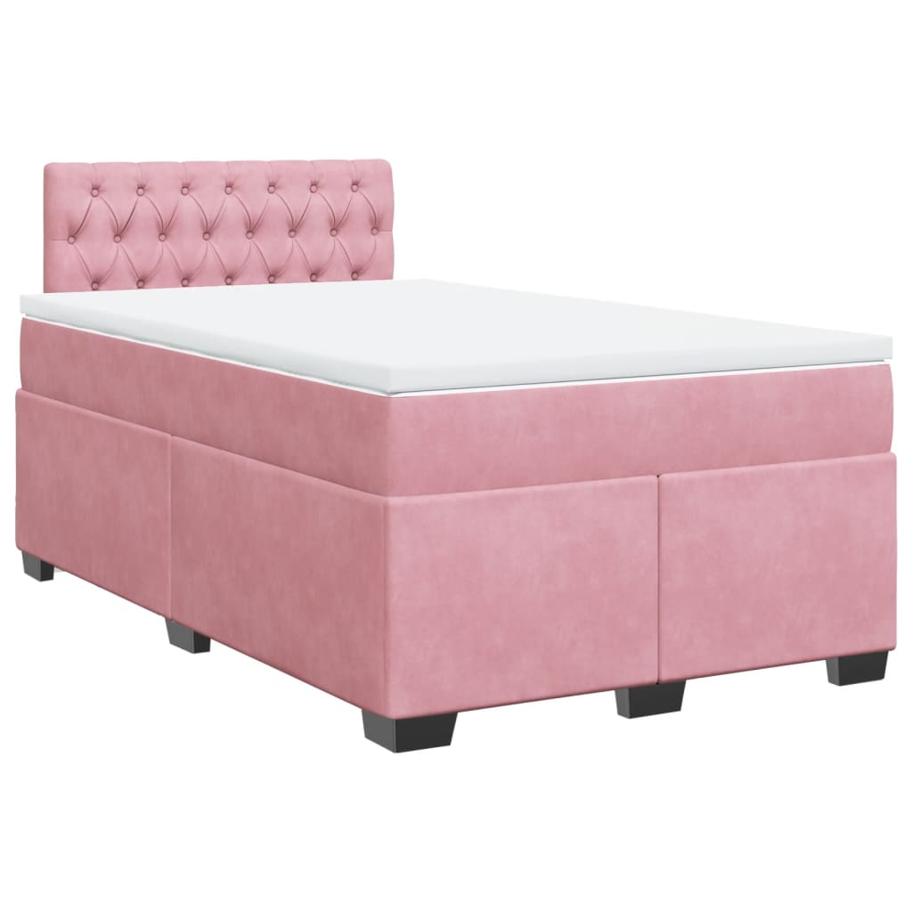 vidaXL Boxspring met matras fluweel roze 120x200 cm afbeelding