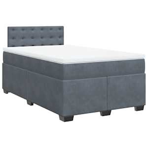 Box spring postel s matrací tmavě šedá 120 x 200 cm samet - obrázek 3