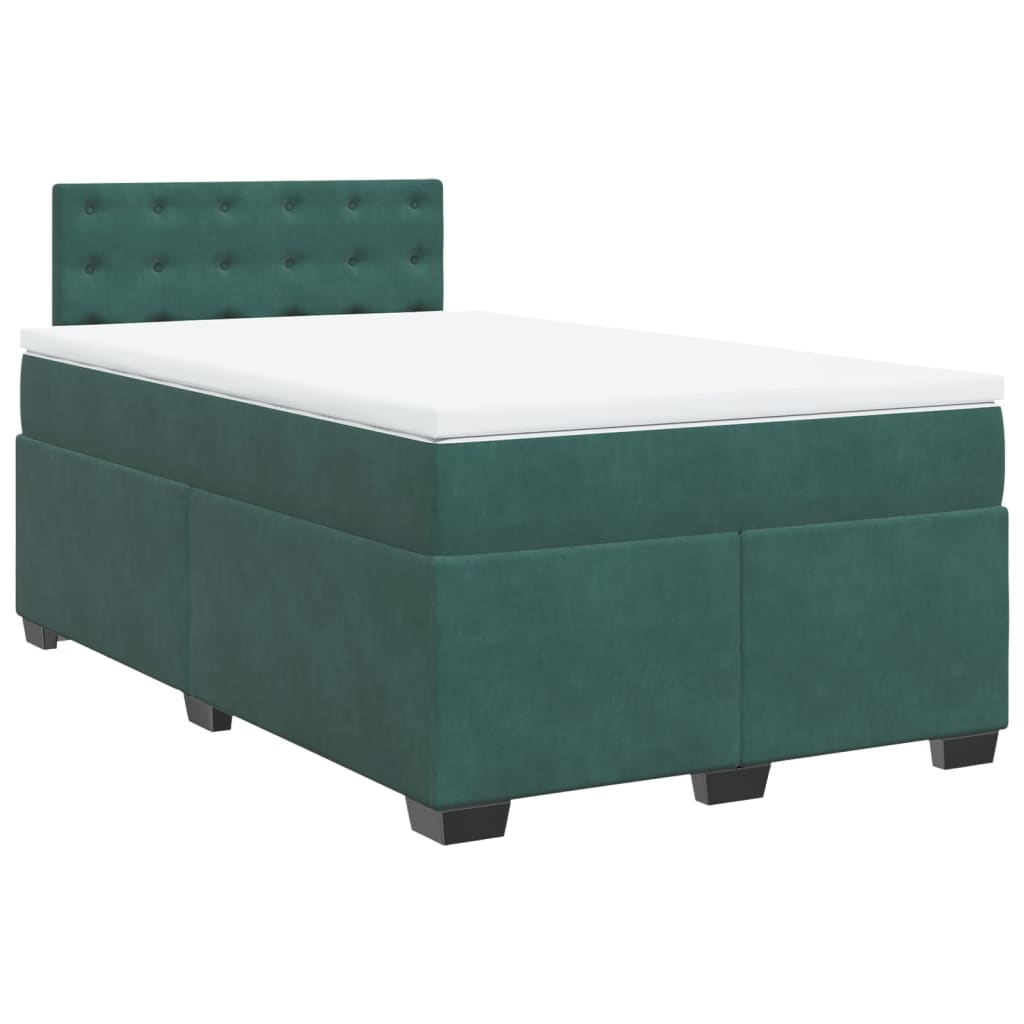 vidaXL Boxspring met matras fluweel donkergroen 120x200 cm afbeelding