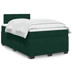Box spring postel s matrací tmavě zelená 120 x 200 cm samet - obrázek 1