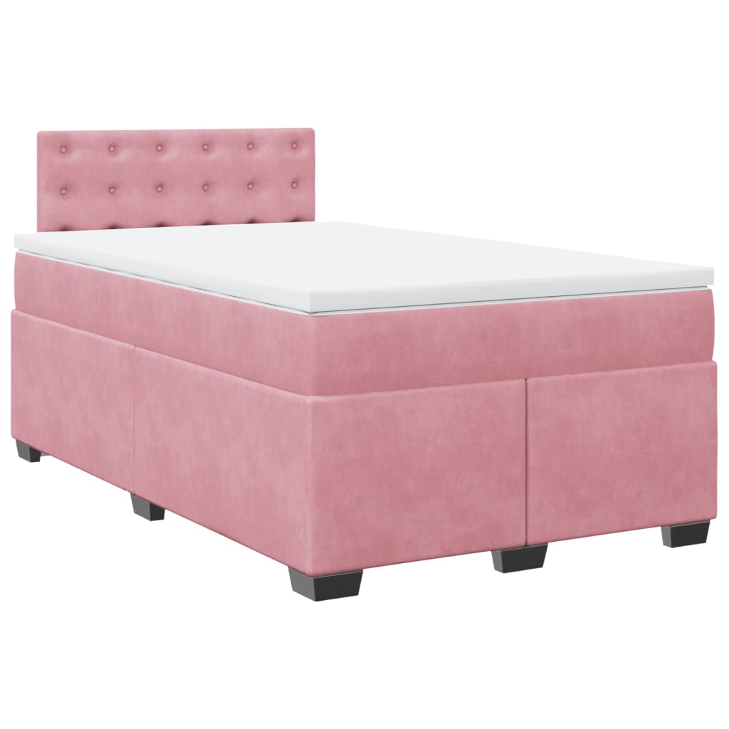vidaXL Boxspring met matras fluweel roze 120x200 cm afbeelding