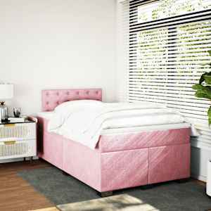 Box spring postel s matrací růžová 120 x 200 cm samet - obrázek 4