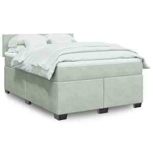Box spring postel s matrací světle šedá 140x190 cm samet - obrázek 1