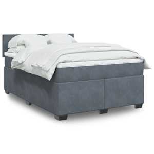 Box spring postel s matrací tmavě šedý 140 x 190 cm samet - obrázek 1