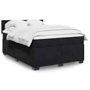 Box spring postel s matrací černá 140 x 190 cm samet - obrázek 1