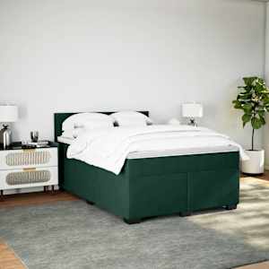 Box spring postel s matrací tmavě zelená 140x190 cm samet - obrázek 4