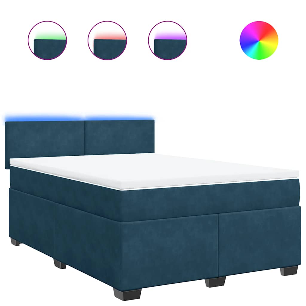 vidaXL Box spring postel s matrací modrá 140 x 190 cm samet