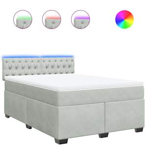 Box spring postel s matrací světle šedá 140x190 cm samet - obrázek 2