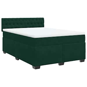 Box spring postel s matrací tmavě zelená 140x190 cm samet - obrázek 3