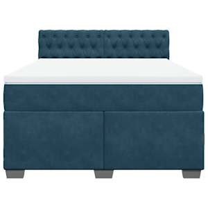 Box spring postel s matrací modrá 140 x 190 cm samet - obrázek 6