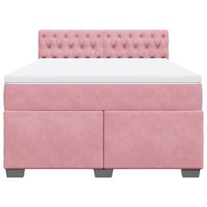 Box spring postel s matrací růžová 140x190 cm samet - obrázek 6