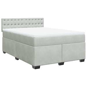 Box spring postel s matrací světle šedá 140x190 cm samet - obrázek 3