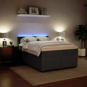 Box spring postel s matrací tmavě šedý 140 x 190 cm samet - obrázek 4