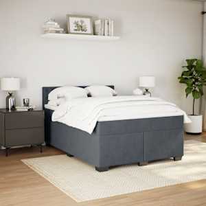 Box spring postel s matrací tmavě šedý 140 x 190 cm samet - obrázek 5