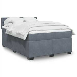Box spring postel s matrací tmavě šedý 140 x 190 cm samet - obrázek 1