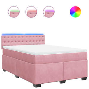 Box spring postel s matrací růžová 140x190 cm samet - obrázek 2