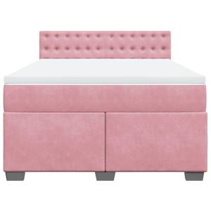 Box spring postel s matrací růžová 140x190 cm samet - obrázek 6