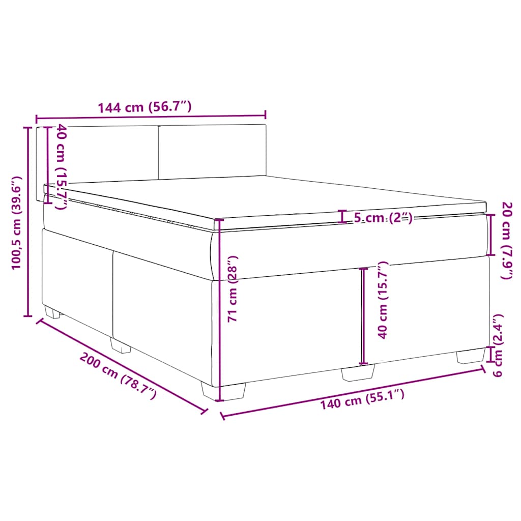 Box spring postel s matrací modrá 140 x 200 cm samet - obrázek 18