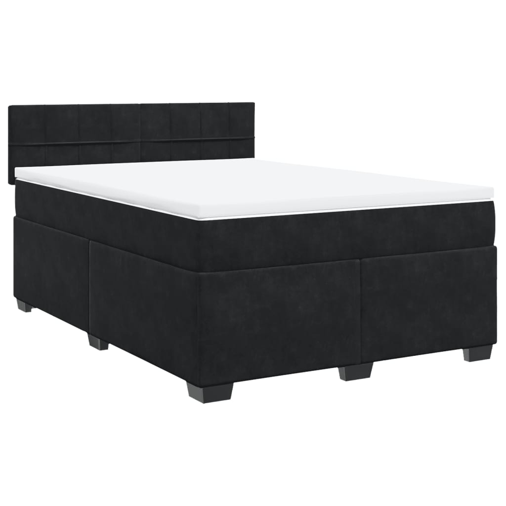 vidaXL Boxspring met matras fluweel zwart 140x200 cm afbeelding
