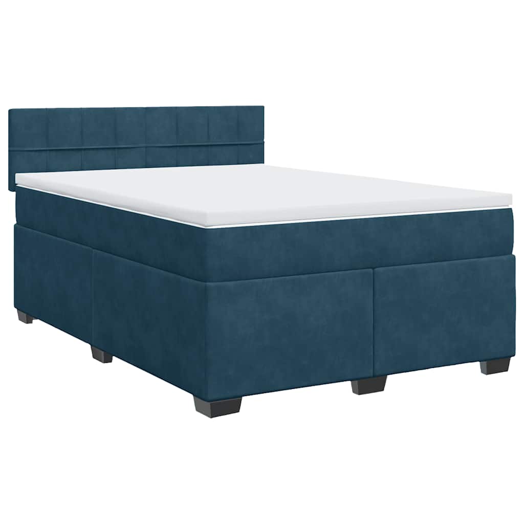 Thumbnail - vidaXL Boxspringbett mit Matratze Blau 140x200 cm Samt