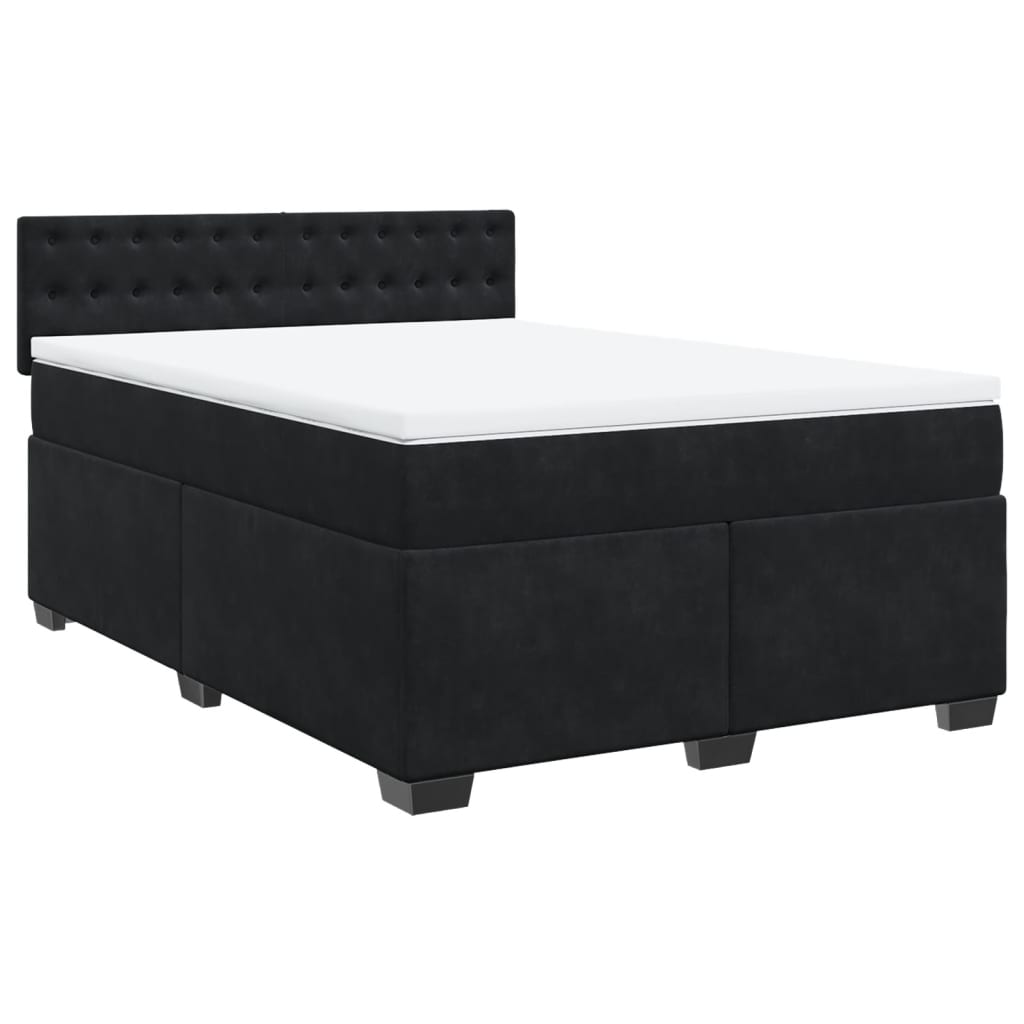 vidaXL Boxspring met matras fluweel zwart 140x200 cm afbeelding