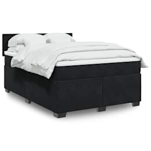 Box spring postelja z vzmetnico črna 160x200 cm žamet