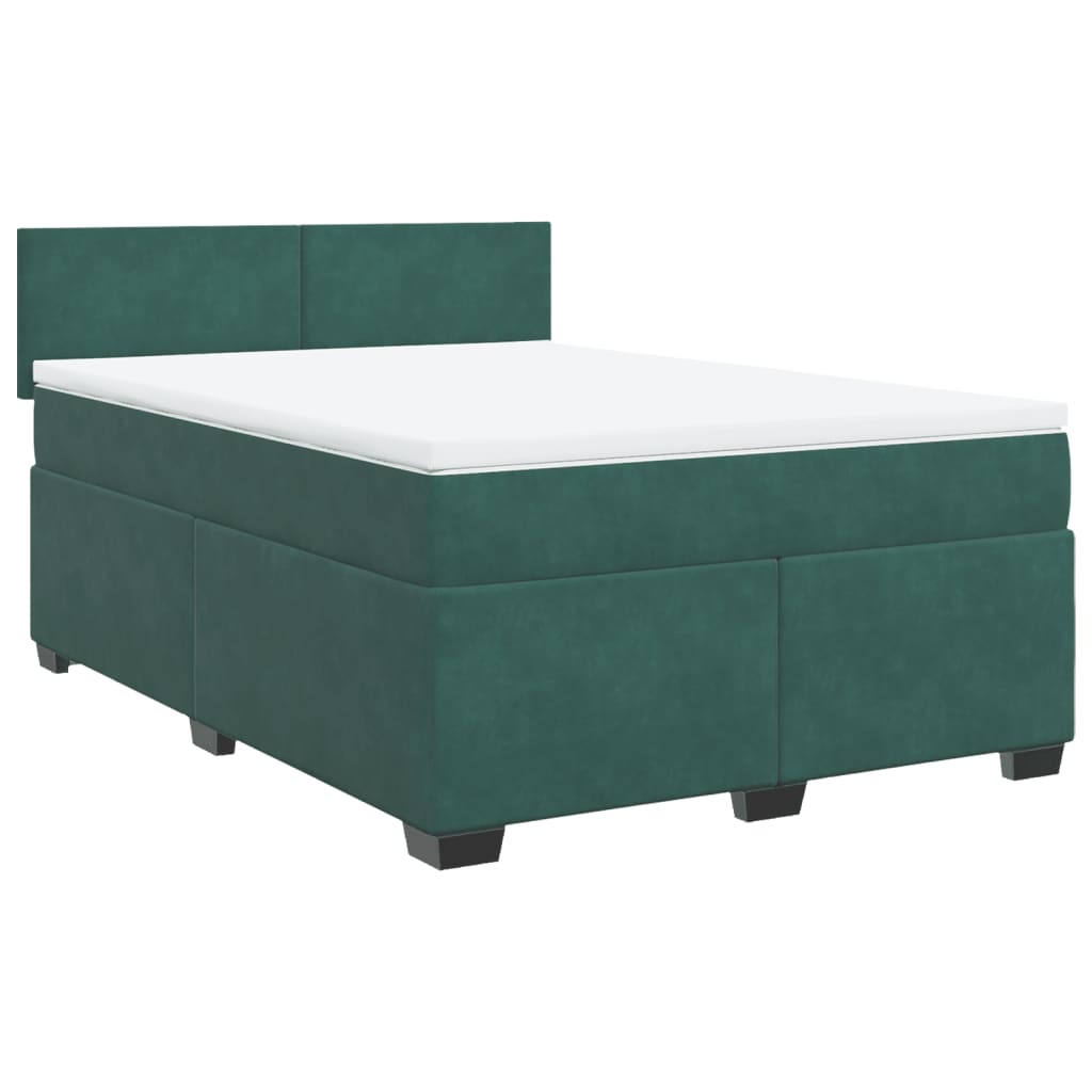 vidaXL Boxspring met matras fluweel donkergroen 160x200 cm afbeelding