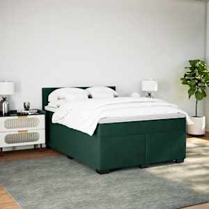 Box spring postel s matrací tmavě zelená 160x200 cm samet - obrázek 5