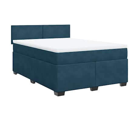 vidaXL Sommier &agrave; lattes de lit et matelas bleu 160x200 cm velours