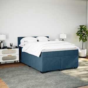 Box spring postel s matrací modrá 160 x 200 cm samet - obrázek 4