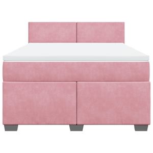 Box spring postel s matrací růžová 160x200 cm samet - obrázek 6
