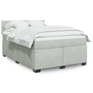 Box spring postelja z vzmetnico svetlo siva 160x200 cm žamet
