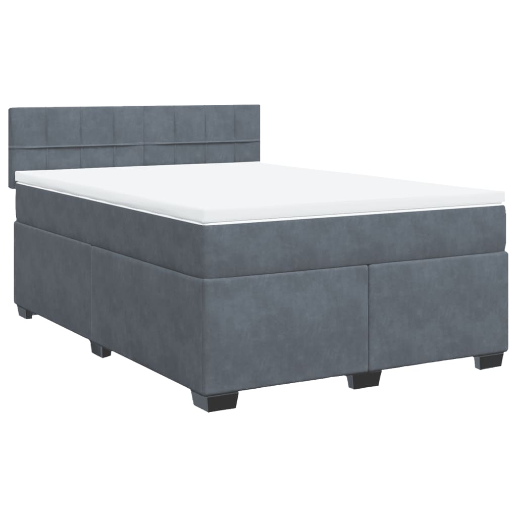 vidaXL Boxspring met matras fluweel donkergrijs 160x200 cm afbeelding