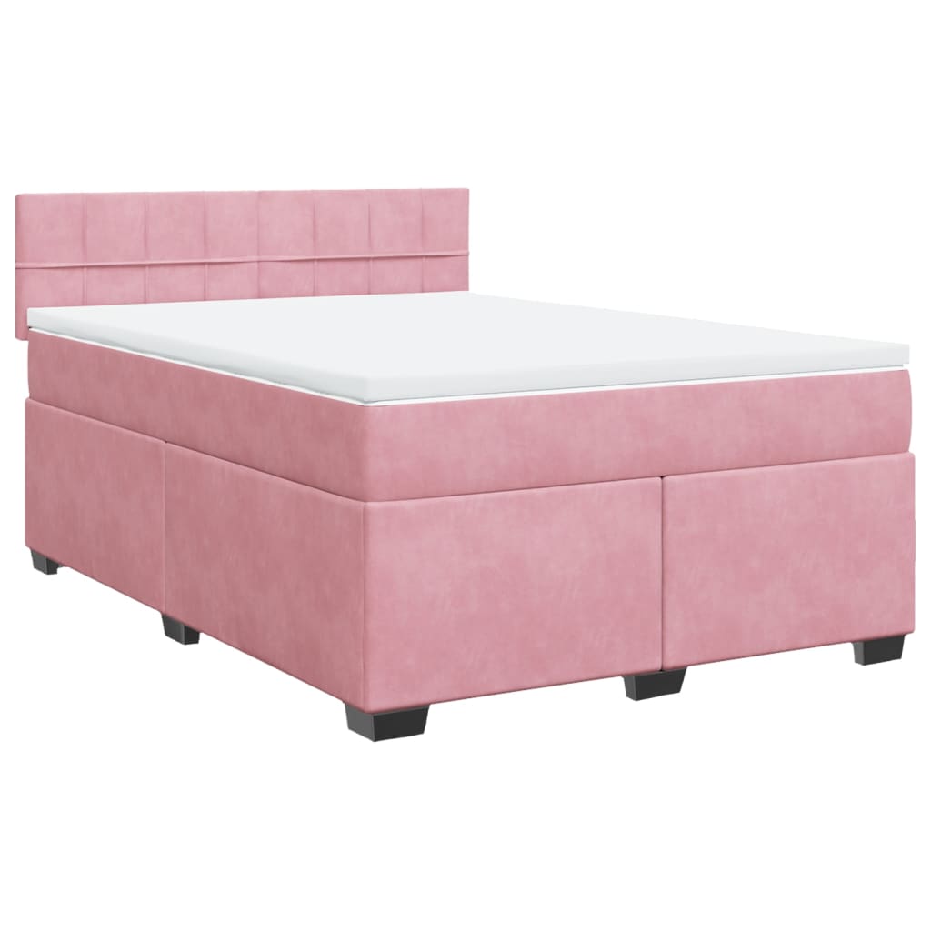 vidaXL Boxspring met matras fluweel roze 160x200 cm afbeelding