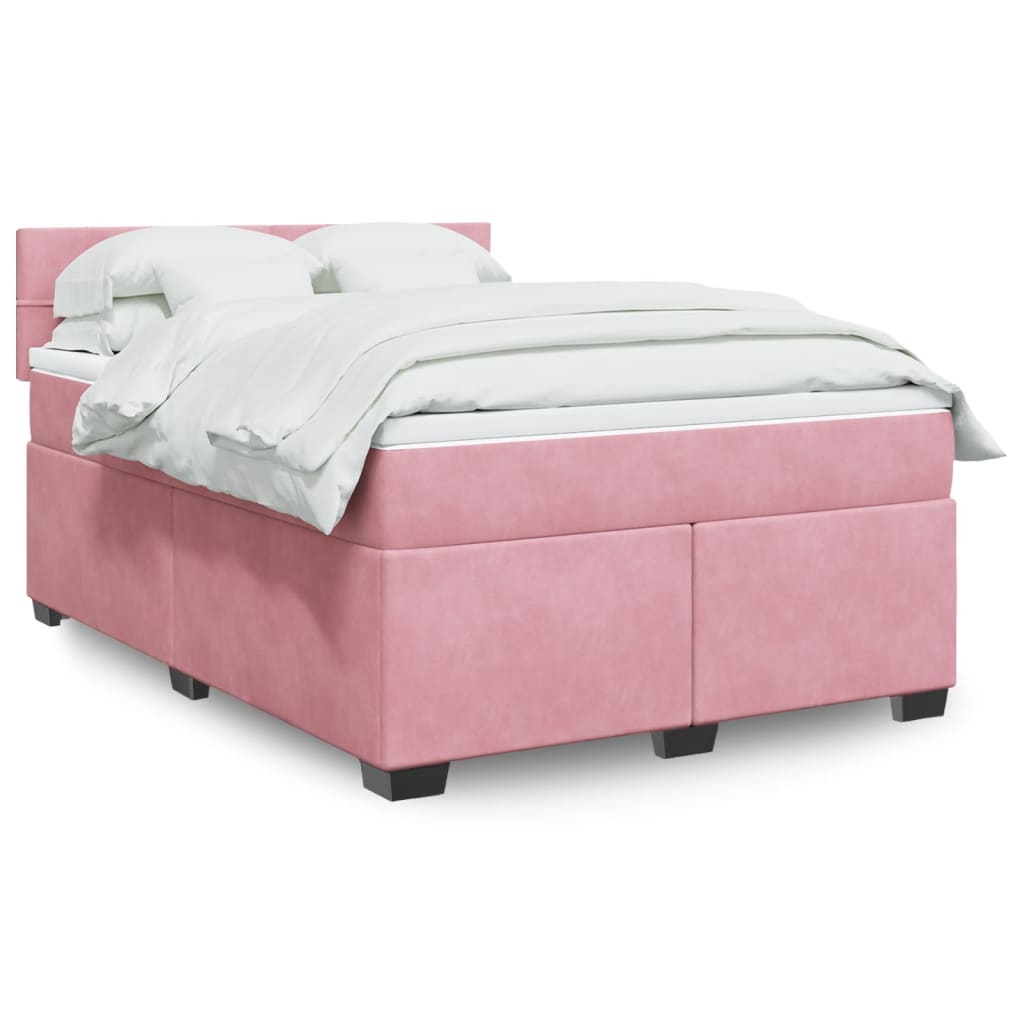 Boxspringbett mit Matratze Rosa 160×200 cm Samt