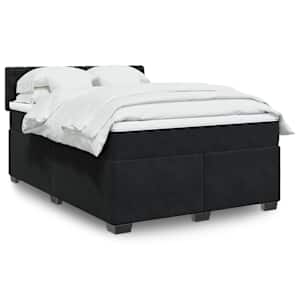 Box spring postelja z vzmetnico črna 160x200 cm žamet